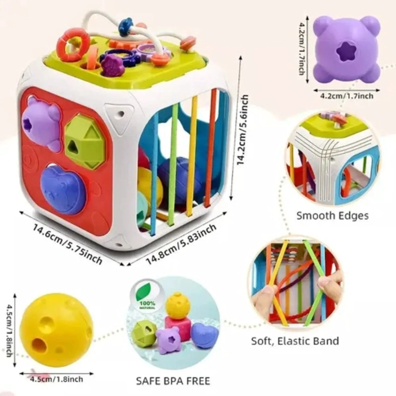 JUGUETE MONTESSORI EDUCATIVO 7 EN 1 CUBO DIDACTICO PARA BEBE - 7