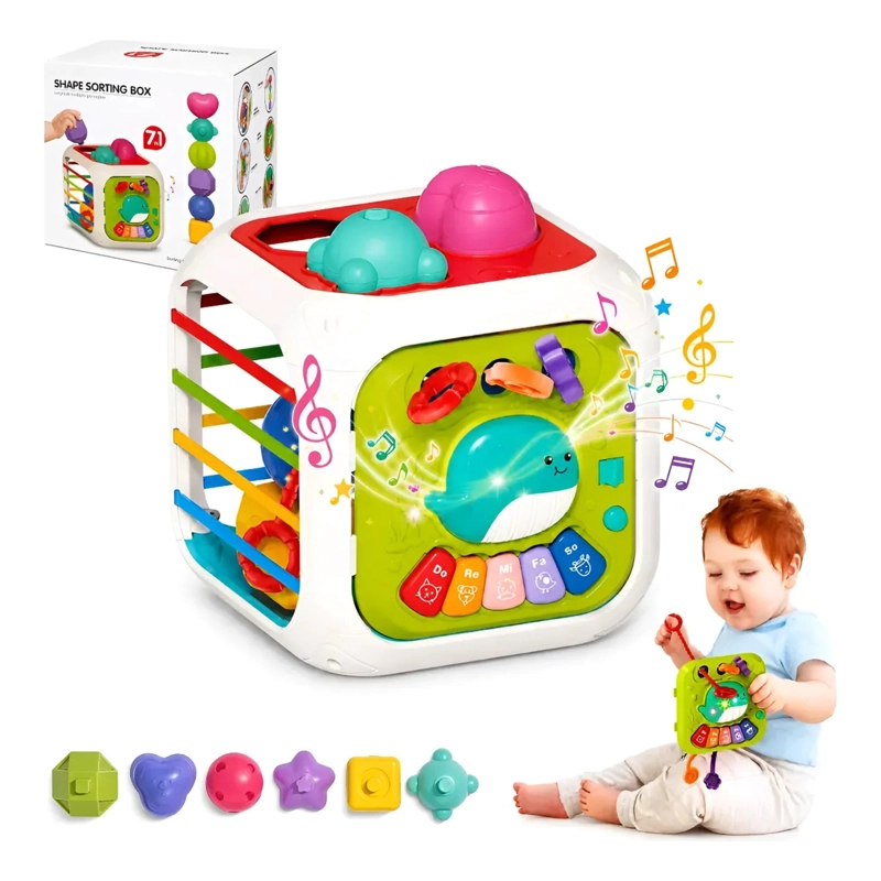 JUGUETE CUBO DIDACTICO MUSICAL 7EN1 MONTESORI EDUCATIVO BEBE - 1