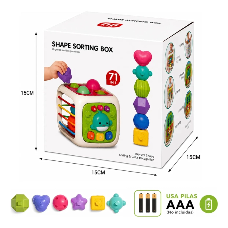 JUGUETE CUBO DIDACTICO MUSICAL 7EN1 MONTESORI EDUCATIVO BEBE - 3