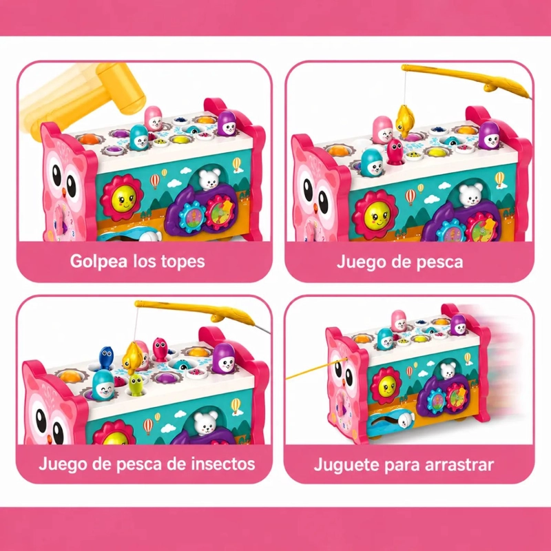 JUGUETE DIDACTICO 8EN1 MONTESSORI EDUCATIVO BEBE NIÑAS ROSA - 6