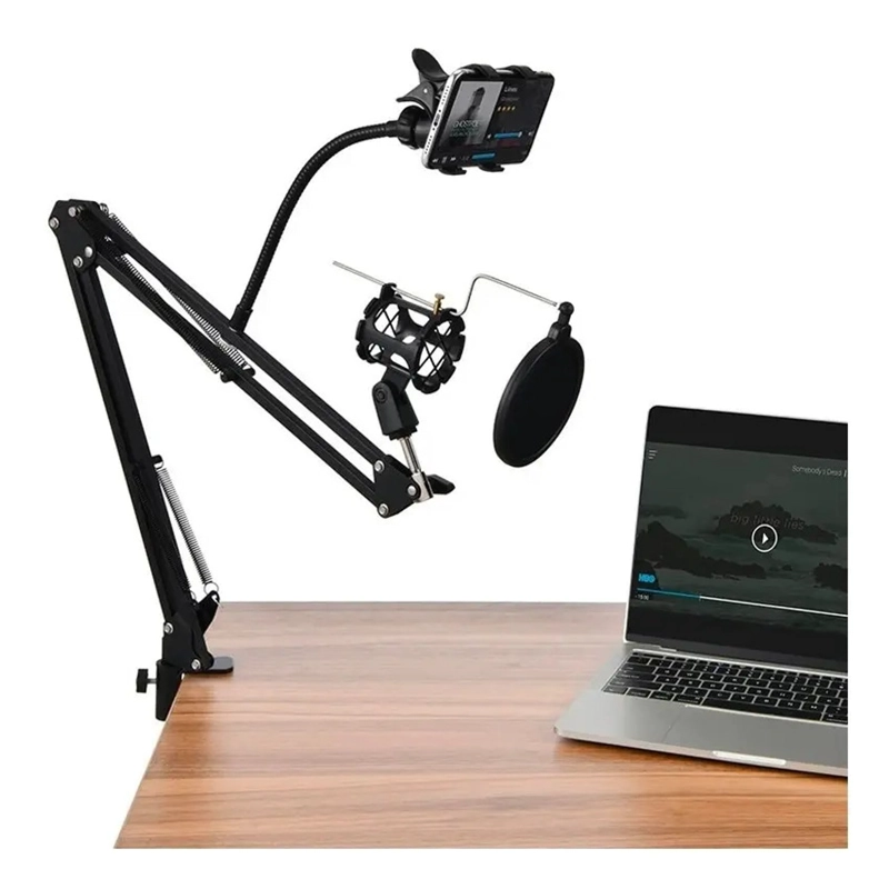 KIT BRAZO MICROFONO ANTIPOP SOPORTE PARA TELE FONO - 4