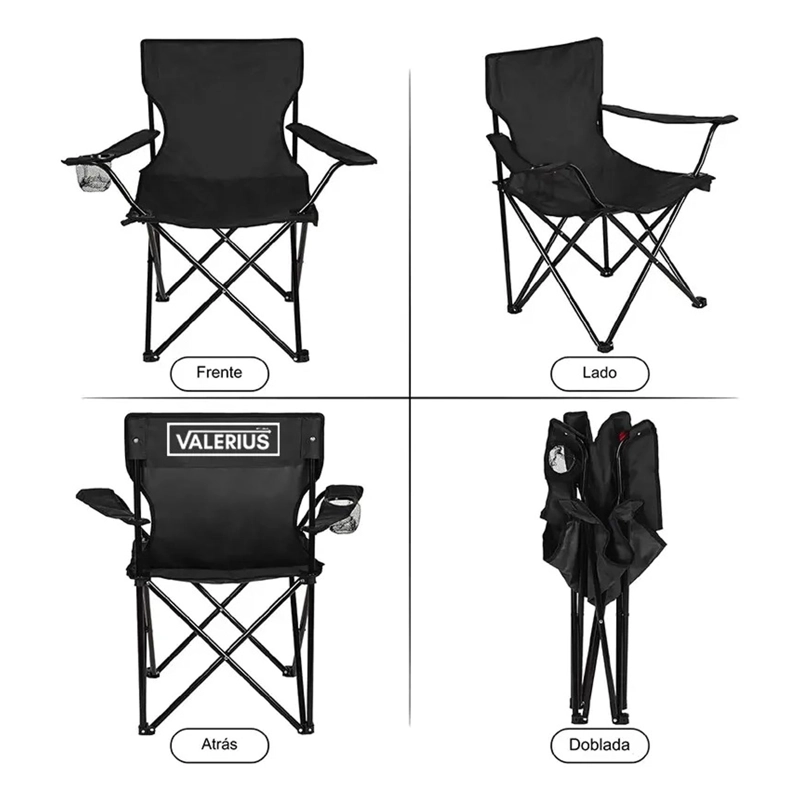 SILLA DE PLAYA CAMPING PICNIC PESCA PLEGABLE CON PORTAVASO - 3