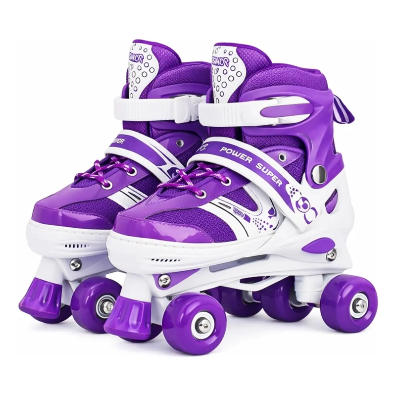 PATINES 4 RUEDAS AJUSTABLE ARTISTICOS MORADO PARA NIÑAS - 1