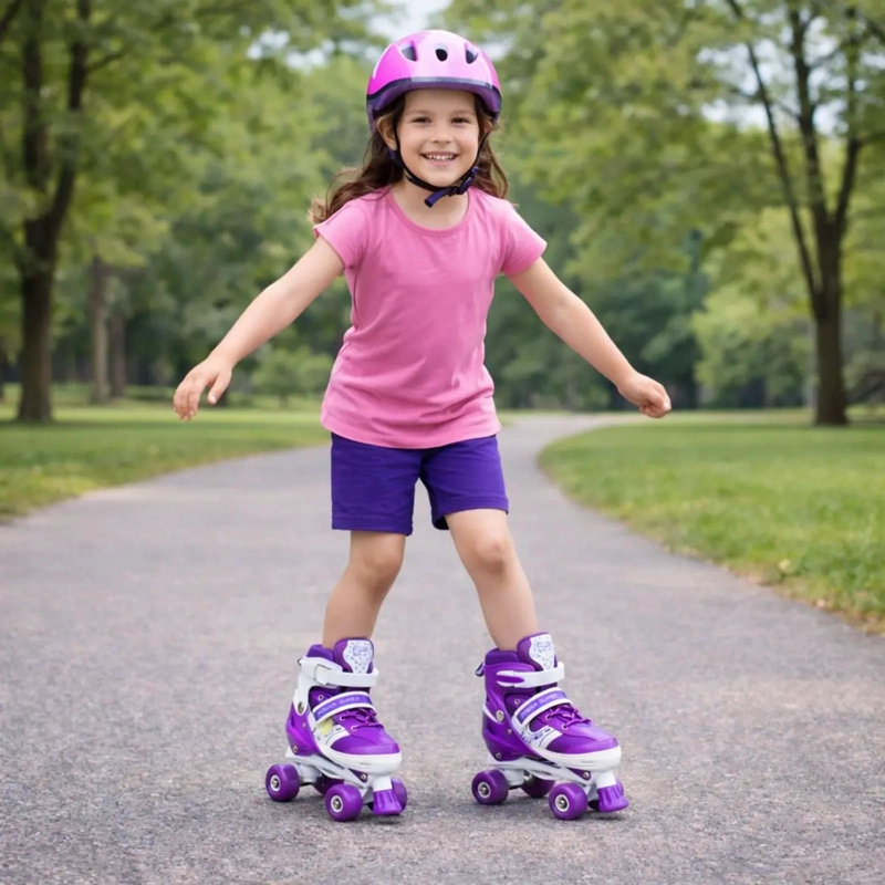 PATINES 4 RUEDAS AJUSTABLE ARTISTICOS MORADO PARA NIÑAS - 2