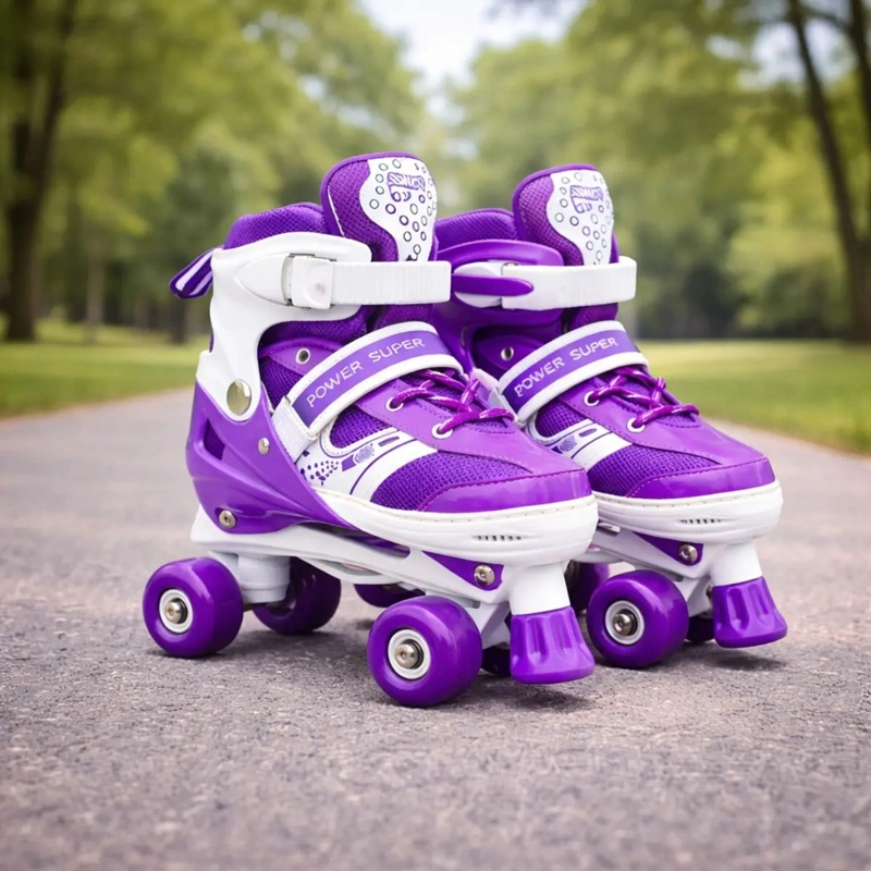 PATINES 4 RUEDAS AJUSTABLE ARTISTICOS MORADO PARA NIÑAS - 4