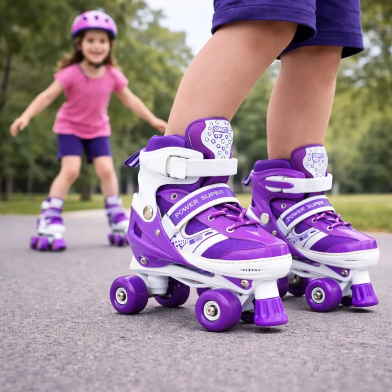 PATINES 4 RUEDAS AJUSTABLE ARTISTICOS MORADO PARA NIÑAS - 5