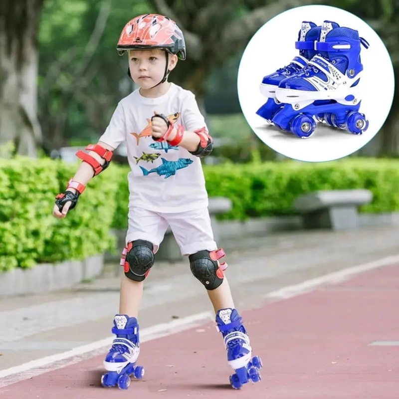 PATINES 4 RUEDAS AJUSTABLE ARTISTICOS AZUL PARA NIÑOS - 2