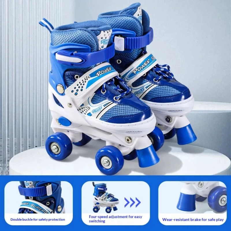 PATINES 4 RUEDAS AJUSTABLE ARTISTICOS AZUL PARA NIÑOS - 4