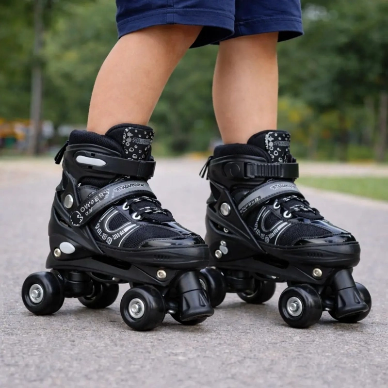 PATINES 4 RUEDAS AJUSTABLE ARTISTICOS NEGRO PARA NIÑOS - 4