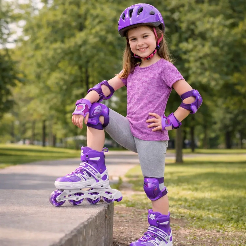 PATINES EN LINEA AJUSTABLES ROLLER MORADO RUEDA LED NIÑAS - 2