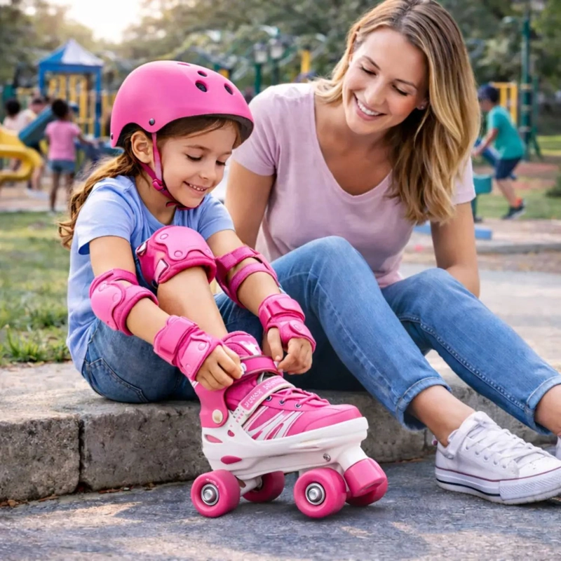PATINES 4 RUEDAS AJUSTABLE ARTISTICOS ROSADO PARA NIÑAS - 2
