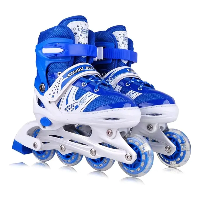 PATINES EN LINEA AJUSTABLES ROLLER AZUL PARA NIÑOS RUEDA LED - 1