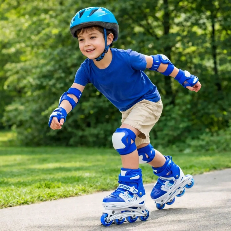 PATINES EN LINEA AJUSTABLES ROLLER AZUL PARA NIÑOS RUEDA LED - 2