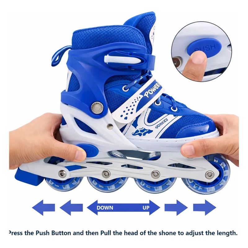 PATINES EN LINEA AJUSTABLES ROLLER AZUL PARA NIÑOS RUEDA LED - 3