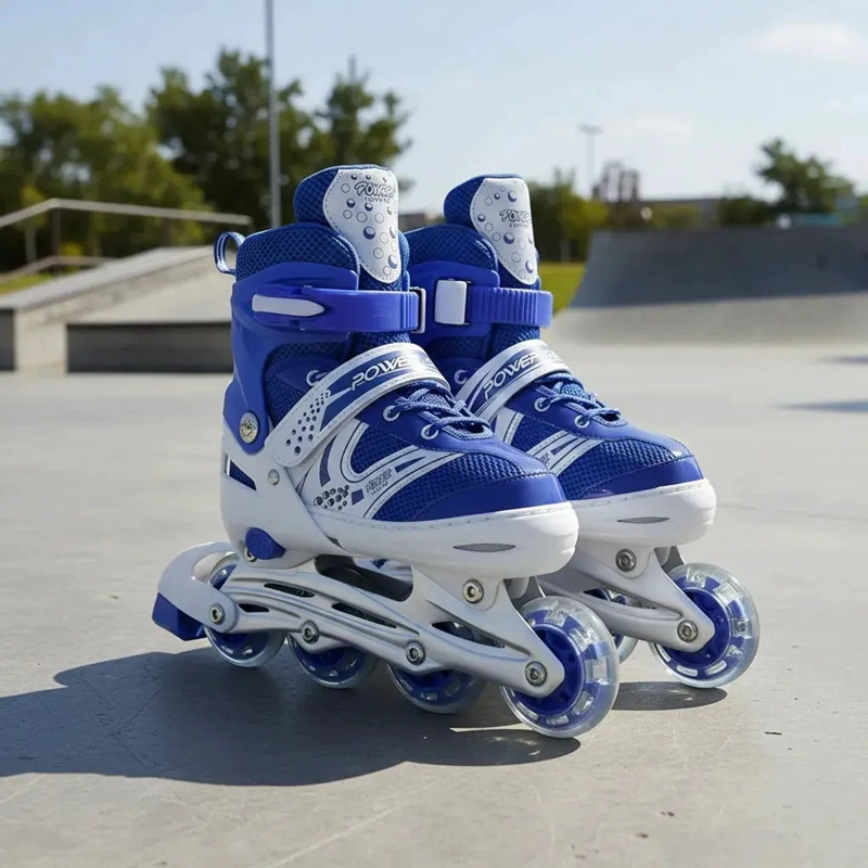 PATINES EN LINEA AJUSTABLES ROLLER AZUL PARA NIÑOS RUEDA LED - 6