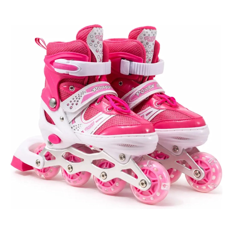 PATINES EN LINEA AJUSTABLE ROSADO PARA NIÑAS RUEDA LED - 1
