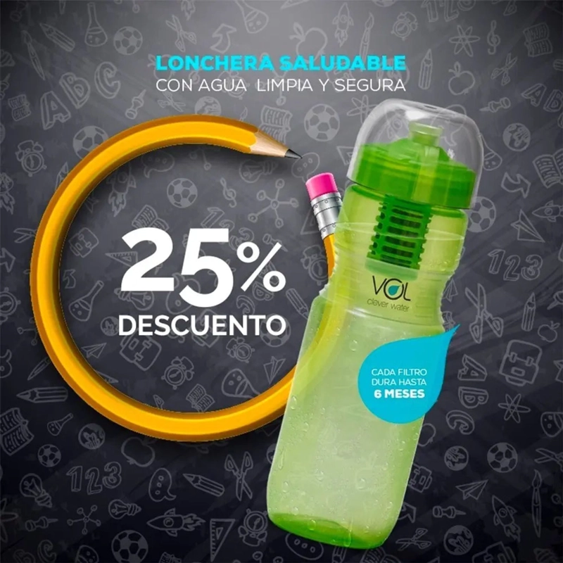 BOTELLA DE AGUA CON FILTRO DISRUPTOR VOL 700ML LIBRE BPA - 1