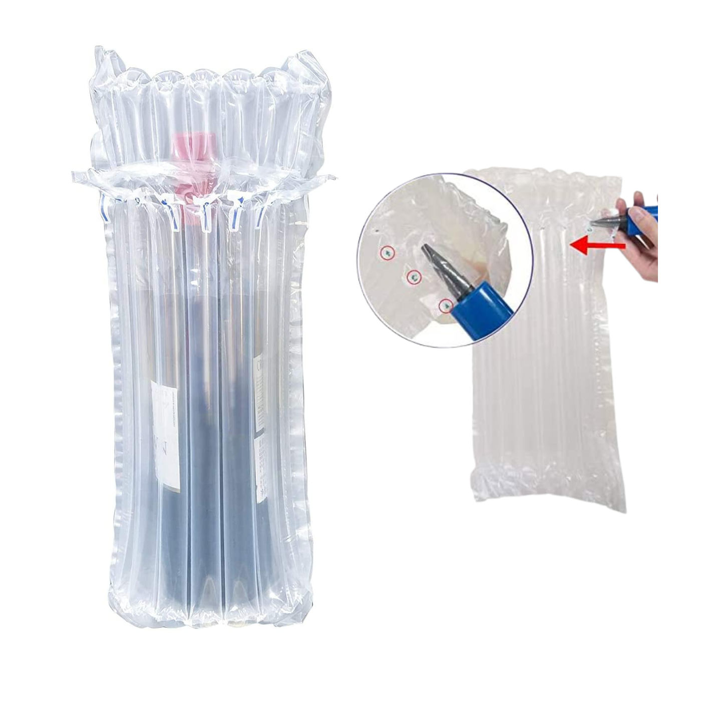 BOLSA PROTECTOR BOTELLA VINO BURBUJA DE AIRE PARA BOTELLAS 25UND CON INFLADOR - 4