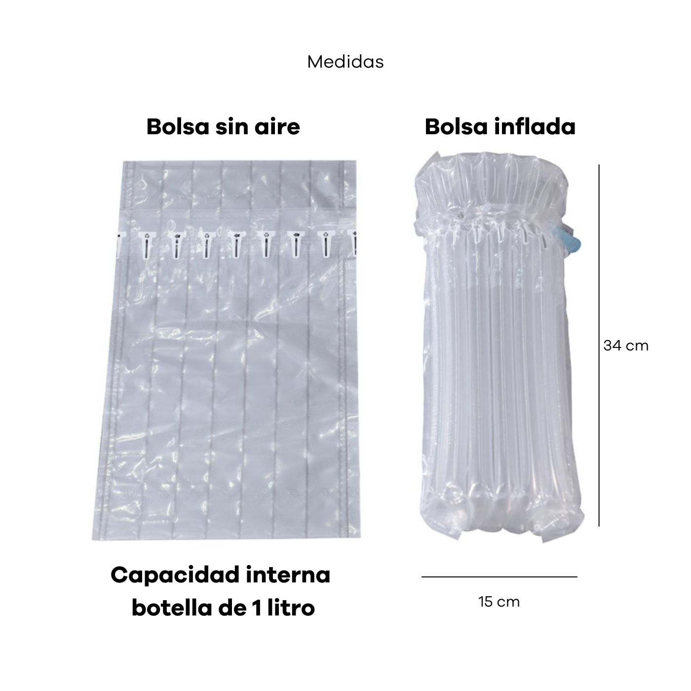 BOLSA PROTECTOR BOTELLA VINO BURBUJA DE AIRE PARA BOTELLAS 10UND CON INFLADOR - 3