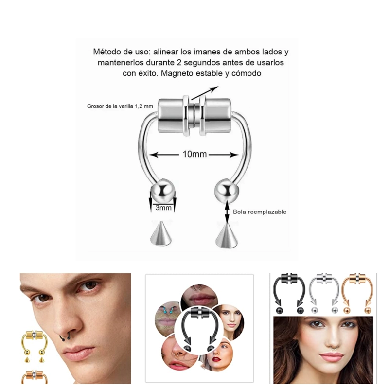 PIERCING RBS FALSO PARA NARIZ IMANTADO UNISEX 2UND ACERO - 4