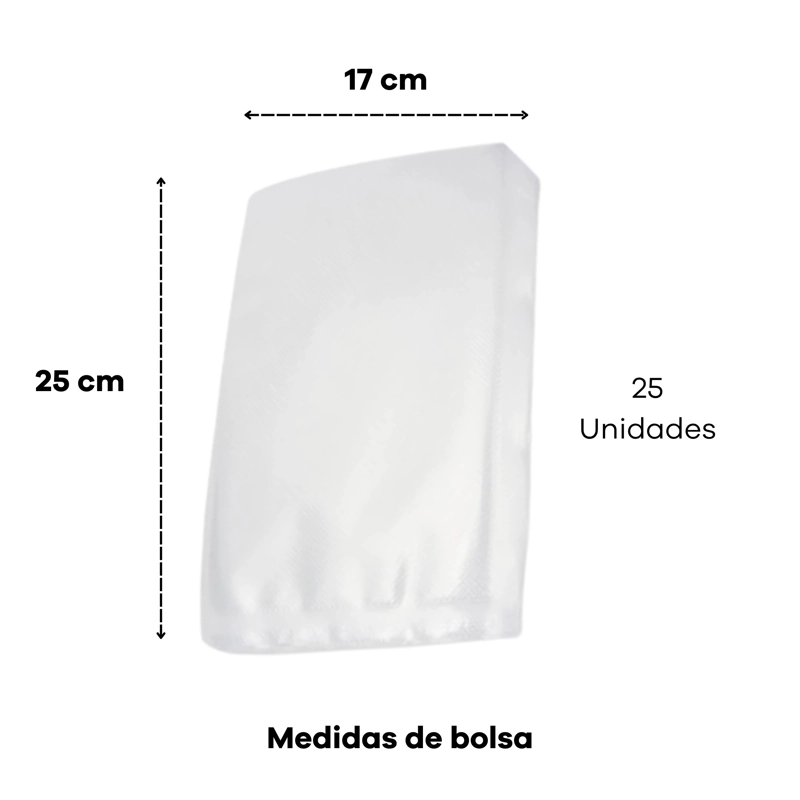 BOLSAS SELLADO AL VACIO 17X25CM ALIMENTOS COMIDA 25 UND - 2