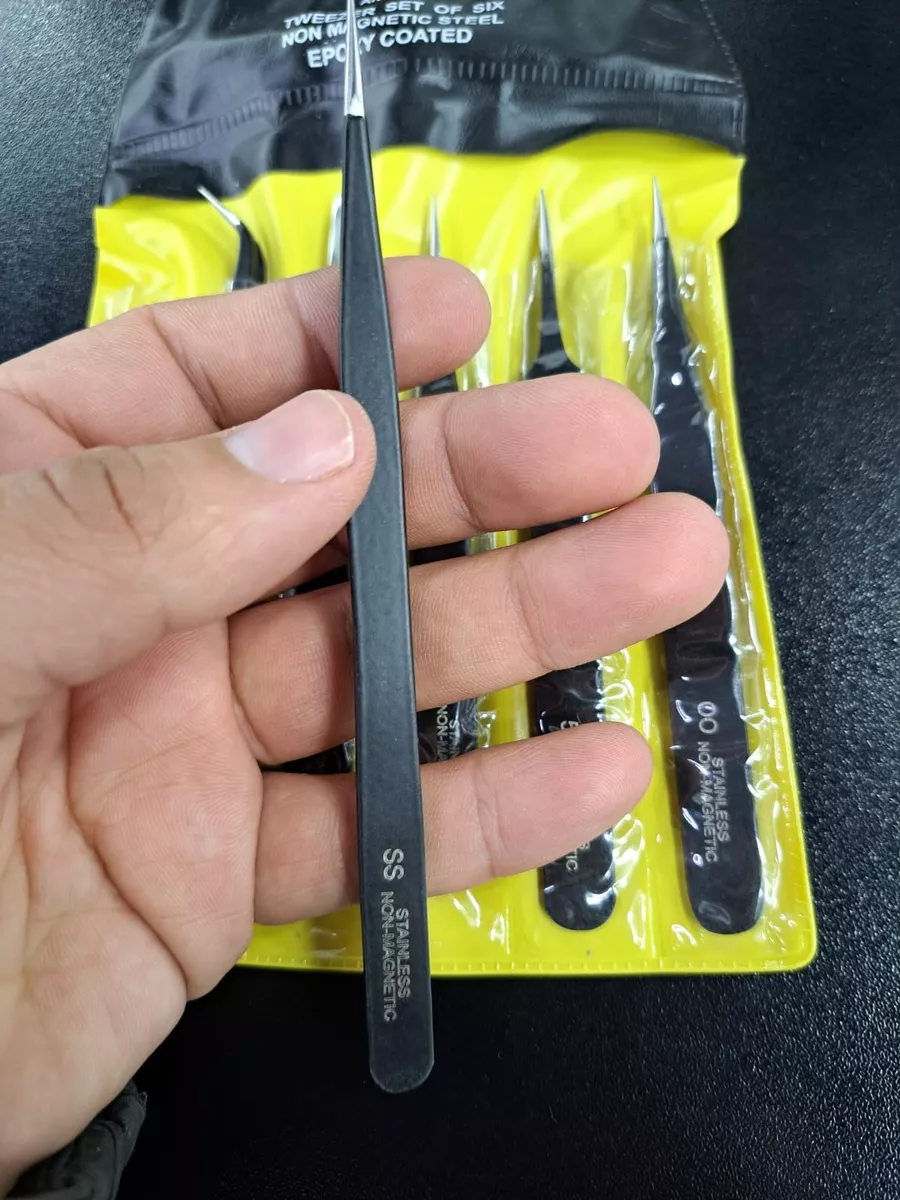 JUEGO DE 6 PINZAS CON REVESTIMIENTO EPOXI RELOJERIA VIOLETA - 2