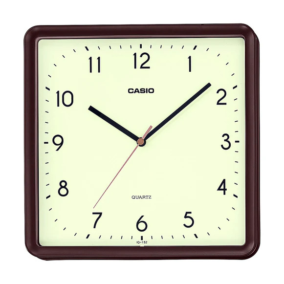 RELOJ CASIO DE PARED MURAL ANÁLOGO EN COLOR CAFE IQ-152-5DF - 1