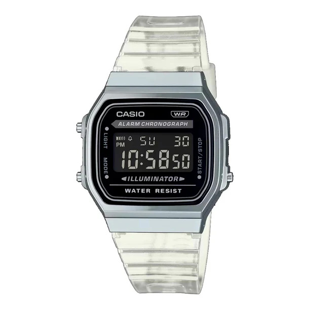 RELOJ CASIO VINTAGE UNISEX A168XES-1BDF TRANSPARENTE PANTALLA NEGATIVA - 1