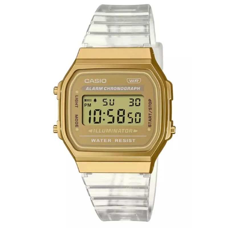 RELOJ CASIO VINTAGE UNISEX A168XESG-9ADF TRANSPARENTE DORADO - 1