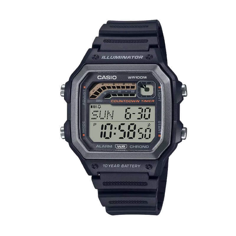 RELOJ CASIO HOMBRE VINTAGE COUNTDOWN TIMER WS-1600H-1AV - 1