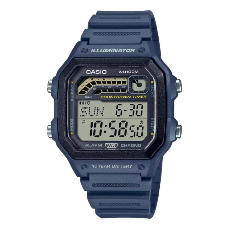 RELOJ CASIO HOMBRE VINTAGE COUNTDOWN TIMER WS-1600H-2AV - 1