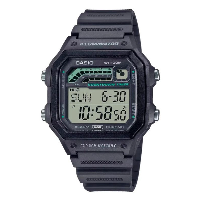 RELOJ CASIO HOMBRE VINTAGE COUNTDOWN TIMER WS-1600H-8AV - 1
