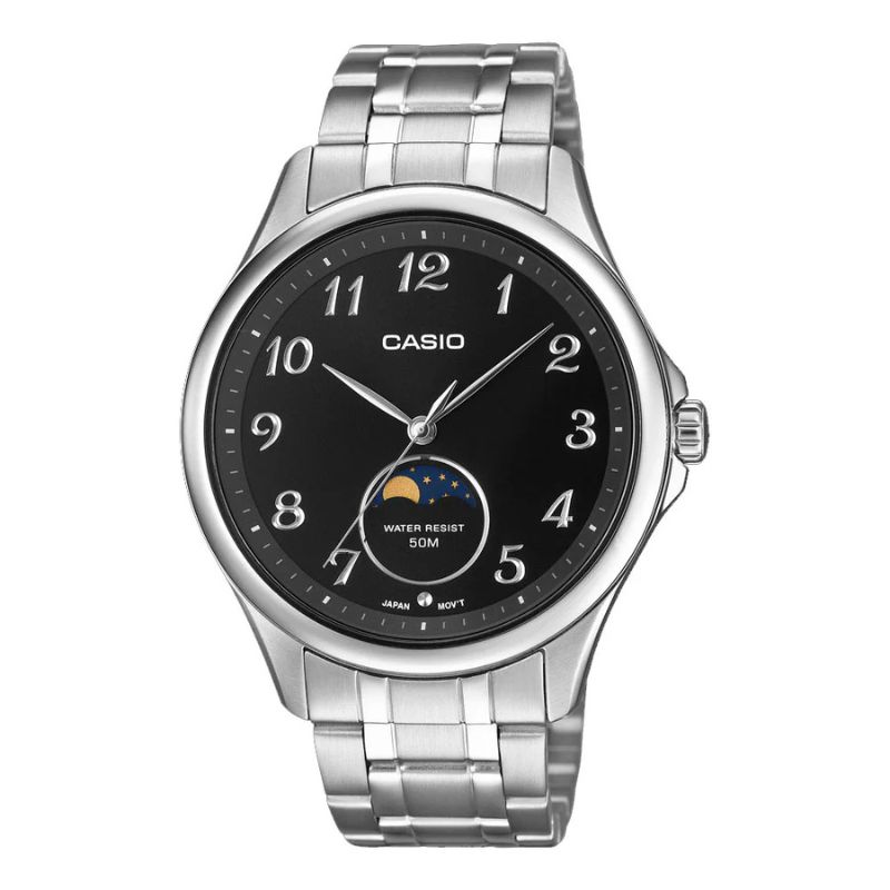 RELOJ CASIO ANALOGO MTP-M110D-1AV MOONPHASE ACERO - 1