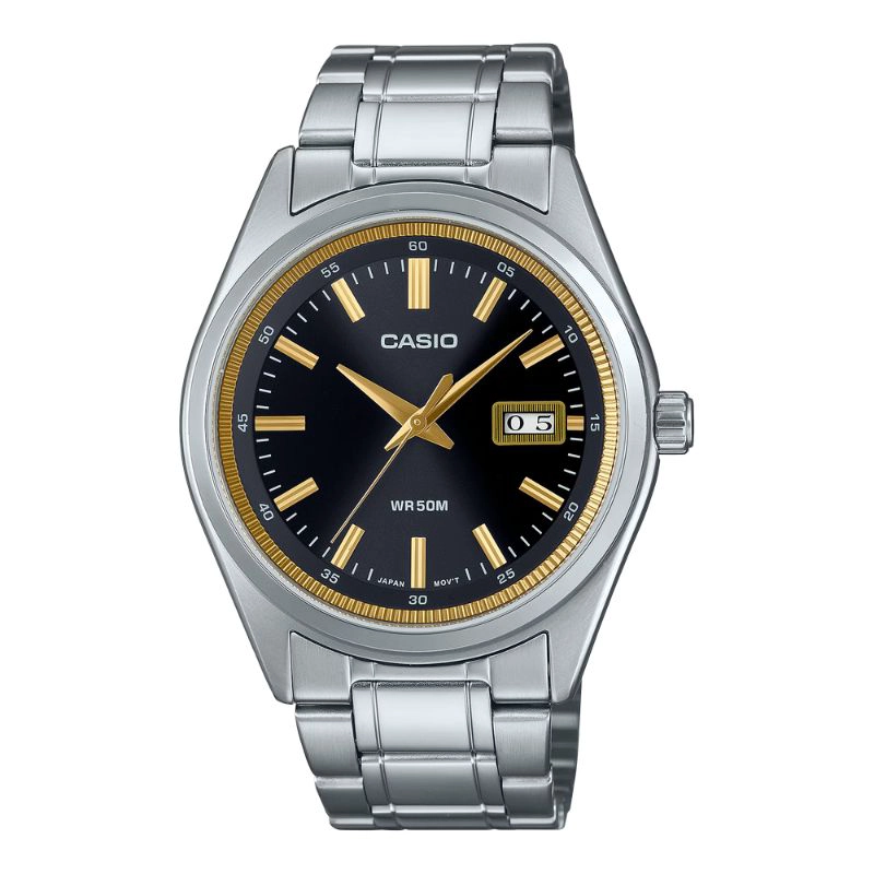 RELOJ CASIO STANDARD ANALOG STAINLESS STEEL BLACK DIAL QUARTZ MTP-B180D-1A2V MEN'S WATCH - 1