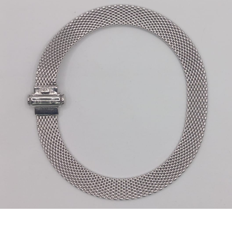 KRN FLAT CA2 PULSERA DE PLATA MALLA RODIO BROCHE CASSETE UNISEX