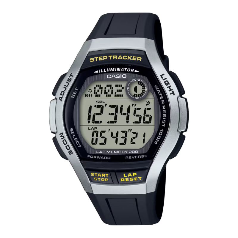RELOJ CASIO VINTAGE WS-2000H-1A2VCF CONTADOR DE PASOS DIGITAL - 1