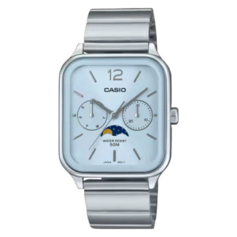 RELOJ CASIO ANALOGO MTP-M305D-2AV MOONPHASE CORREA DE ACERO - 1