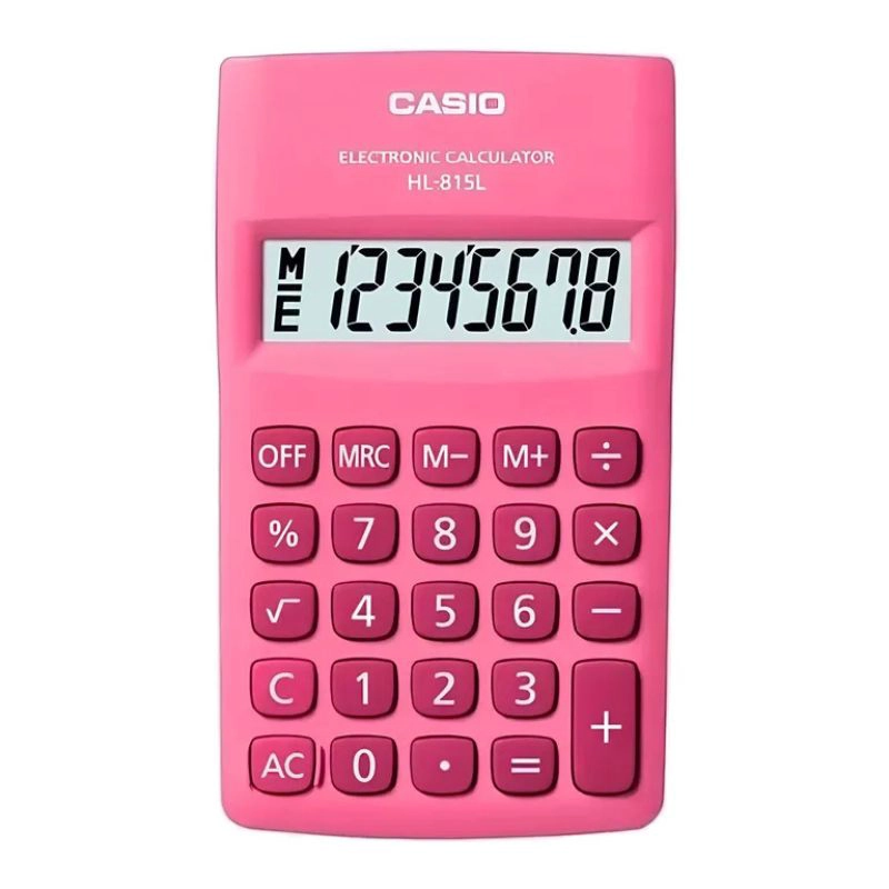 MINI CALCULADORA CASIO BASICA PORTATIL ROSADO HL-815L-PK - 1