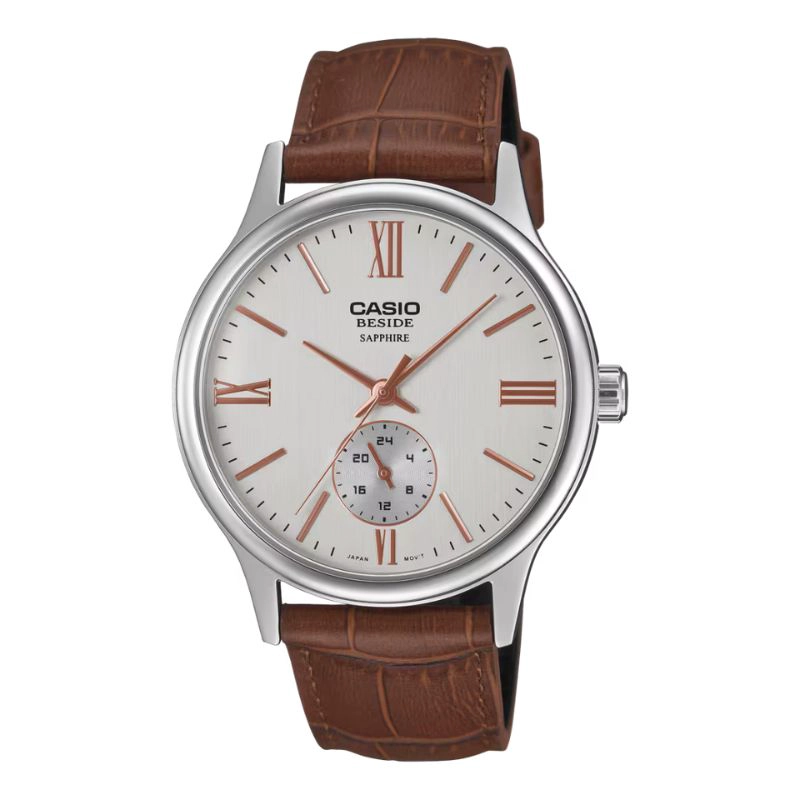 RELOJ CASIO HOMBRE CUERO Y CRISTAL ZAFIRO BMS-100L-5AV - 1