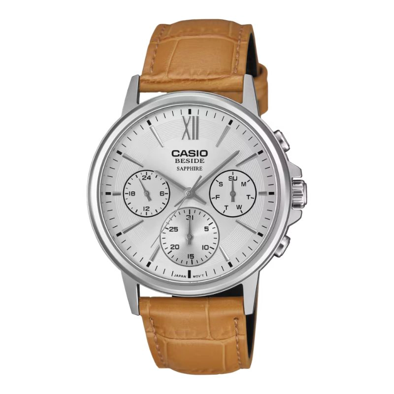 RELOJ CASIO HOMBRE CUERO Y CRISTAL ZAFIRO BMS-300L-5A - 1