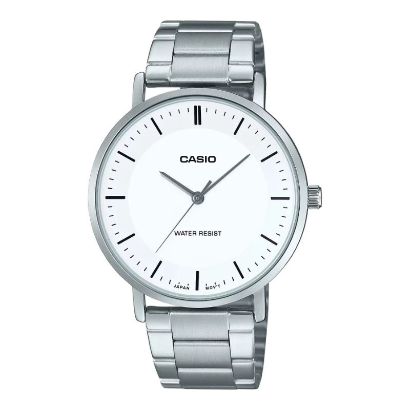 RELOJ CASIO ANALOGO MTP-VT04D-7E DIAL CONCAVO BLANCO - 1