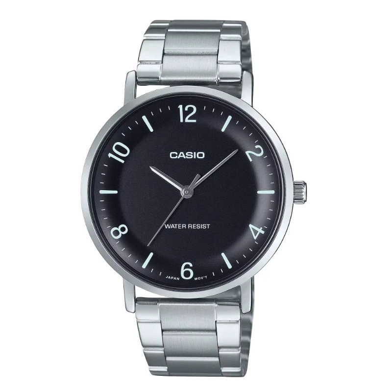 RELOJ CASIO ANALOGO MTP-VT03D-1B DIAL CONCAVO NEGRO - 1