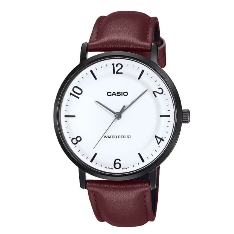 RELOJ CASIO ANALOGO MTP-VT03BL-7B DIAL CONCAVO BLANCO - 1