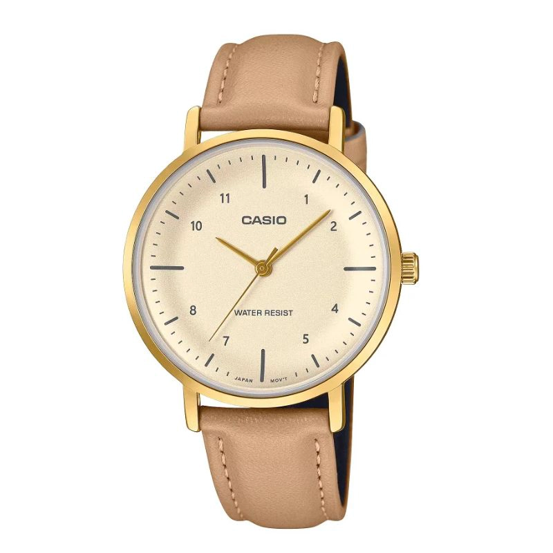 RELOJ CASIO ANALOGO LTP-VT03GL-4B CONCAVO BEIGE - 1