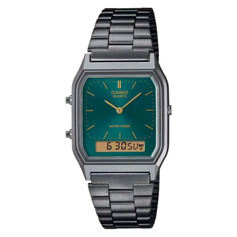 RELOJ CASIO VINTAGE AQ-230EGG-3A ANALOGO DIGITAL VERDE - 1