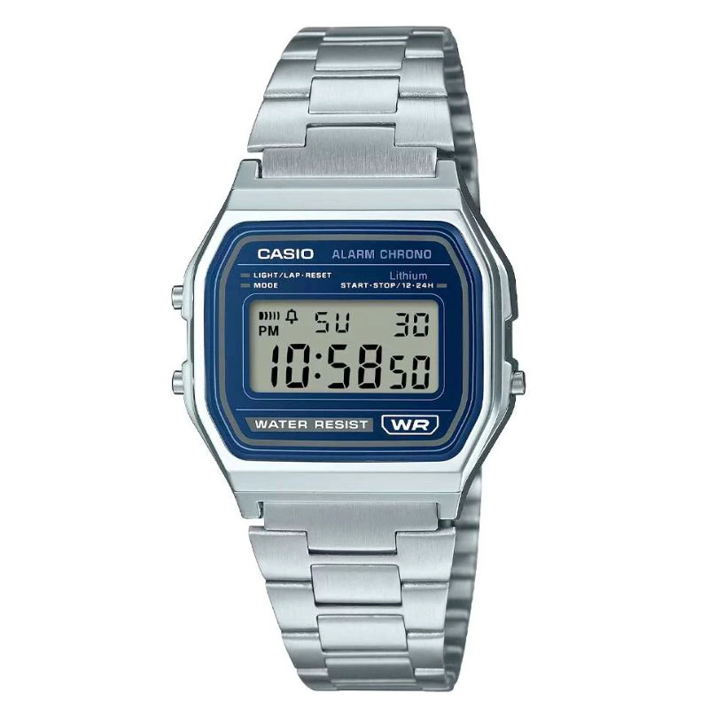 RELOJ CASIO VINTAGE UNISEX PLATEADO AZUL A-158WEA-2 - 1
