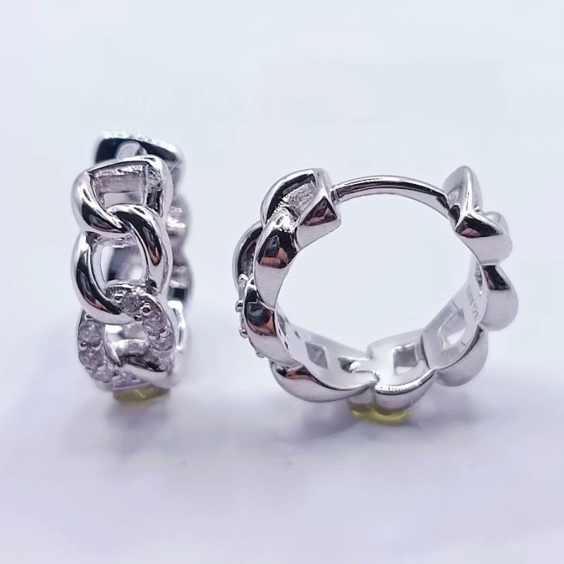 AROS DE PLATA  RODIO ARGOLLA ESLABON 8124FESWSH1 - 1