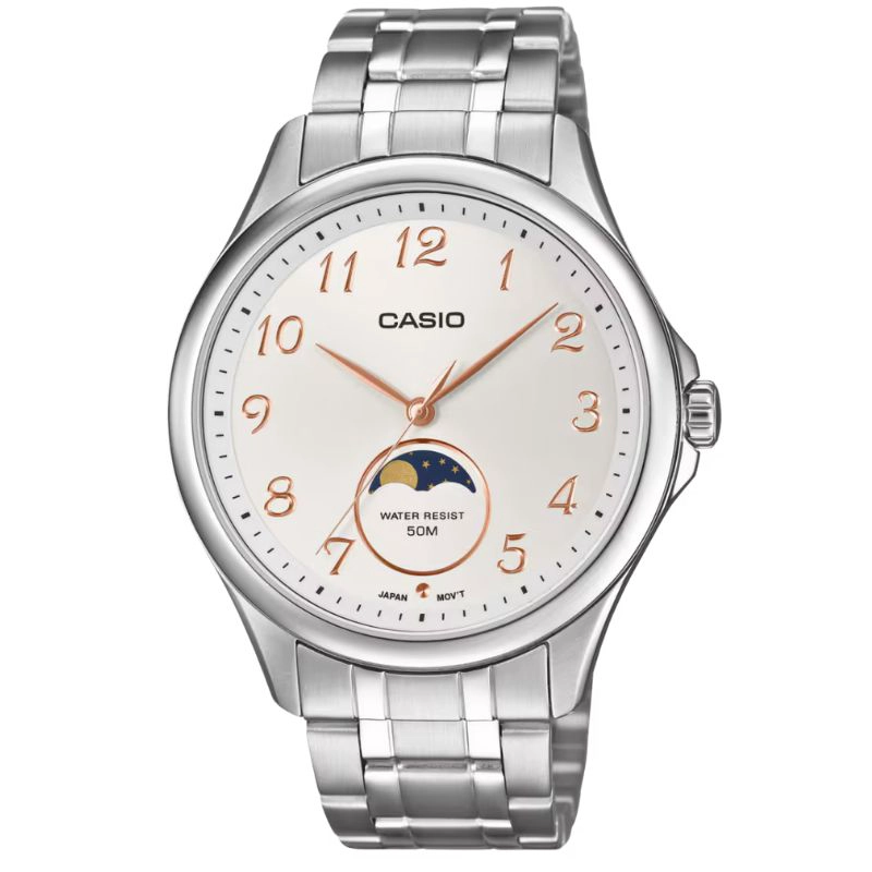 RELOJ CASIO ANALOGO MTP-M110D-7AV MOONPHASE ACERO - 1