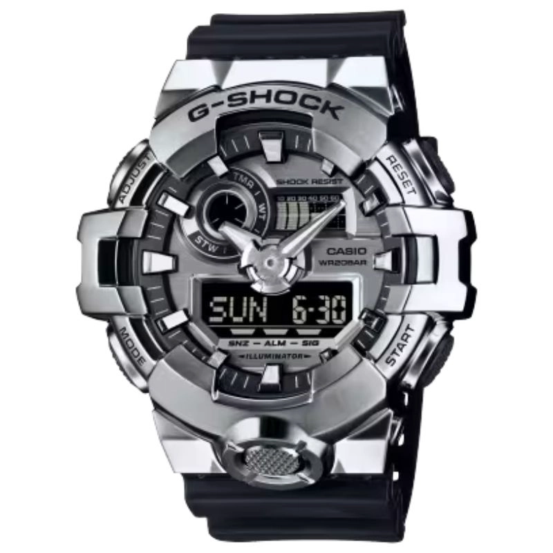 RELOJ CASIO G-SHOCK GM-700-1ADR PARA HOMBRE CON CORREA NEGRA Y BISEL PLATEADO - 1