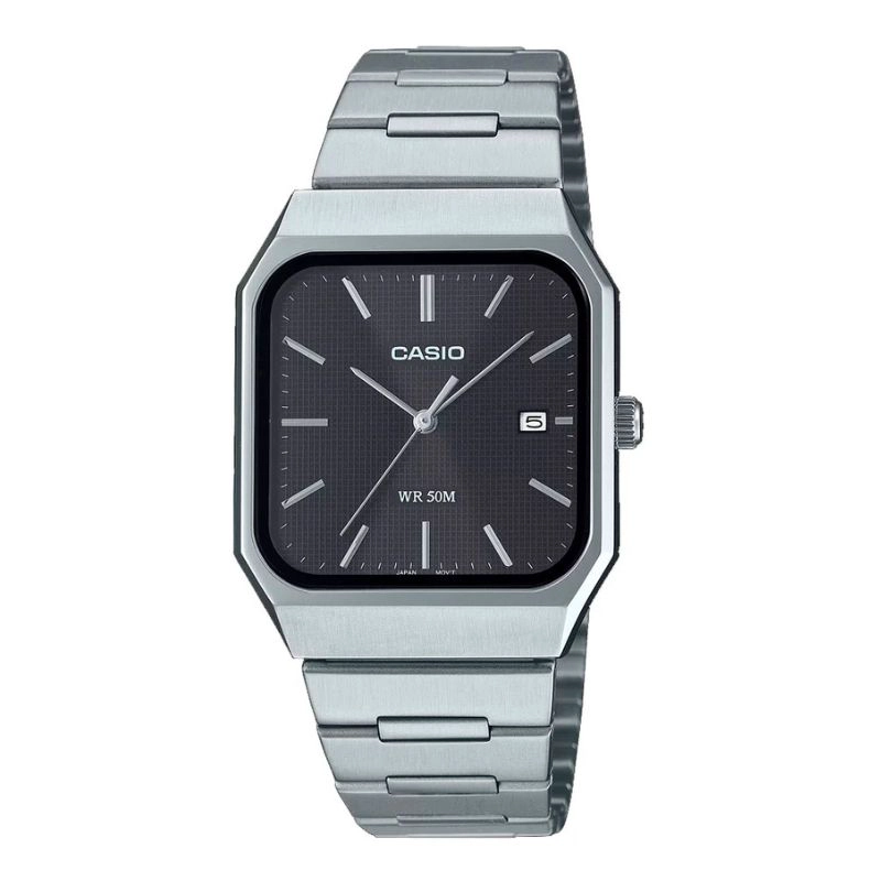 RELOJ CASIO TANK UNISEX ANALOGO MTP-B185D-1A FULL ACERO - 1